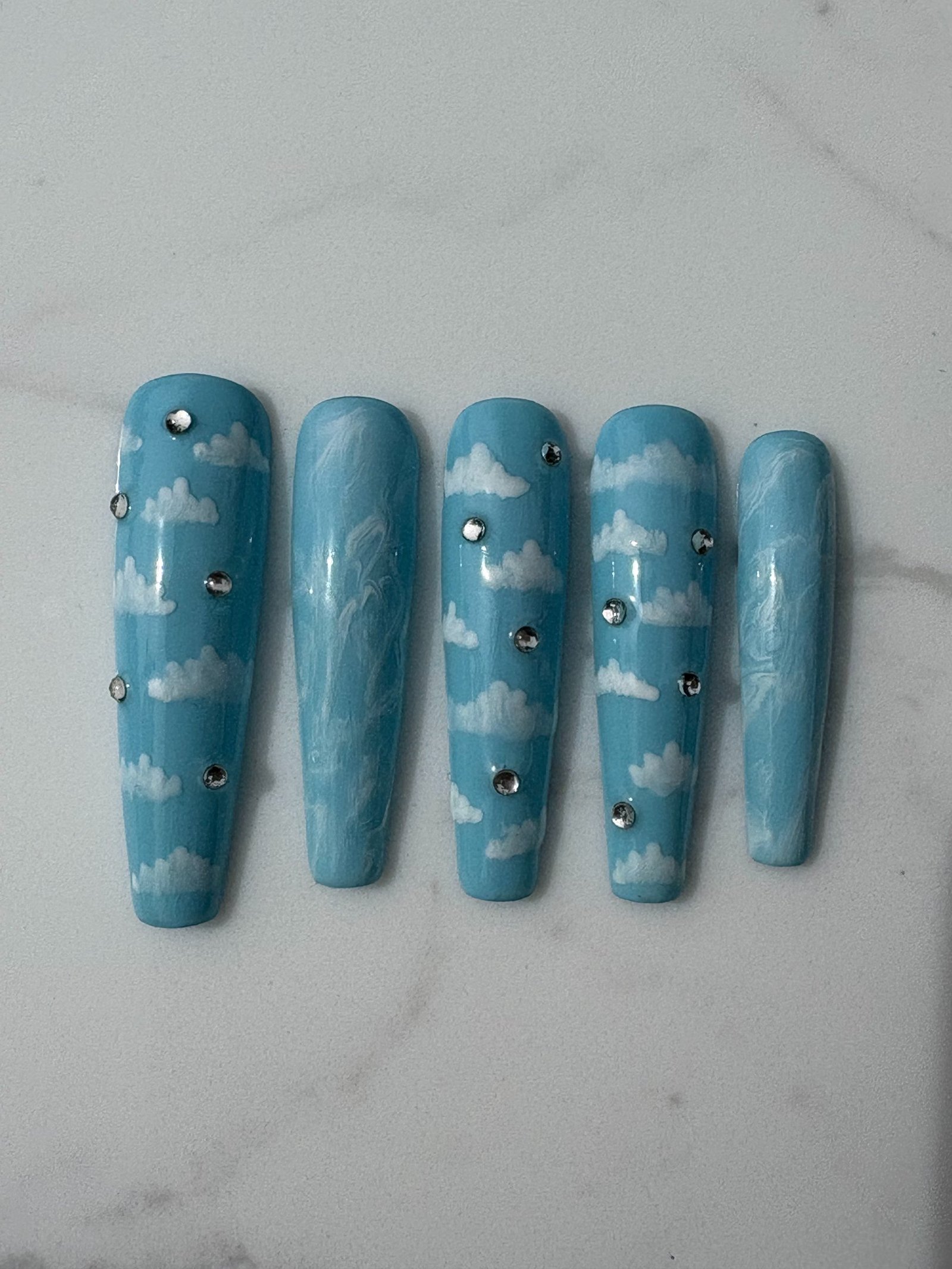 Hand-crystallized custom press-on set